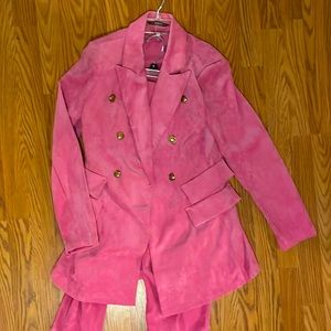 Pink Suit Ribbed velvet corduroy work blazer / jacket and pants